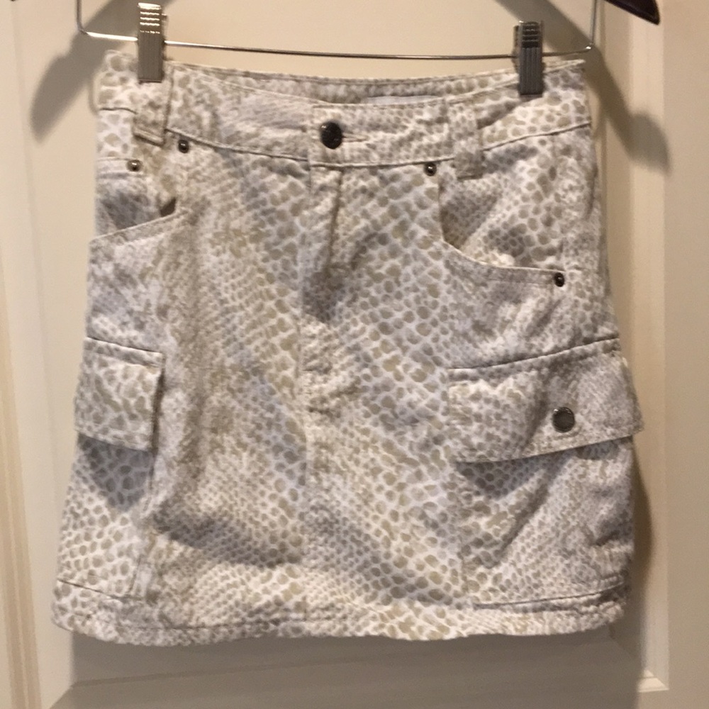 Topshop Snakeskin design swiftie jean denim Skirt zip fly pockets Size 2